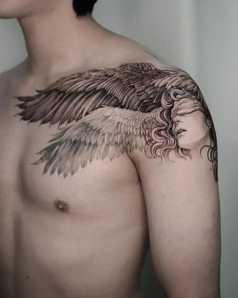 Wings Shoulder Tattoo for Men