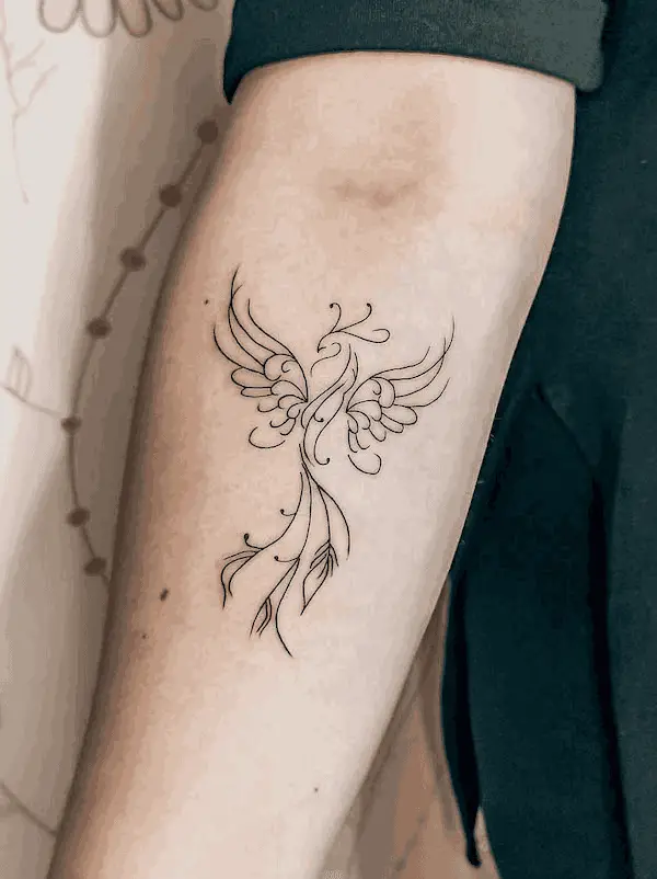 Abstract Phoenix Arm Tattoo