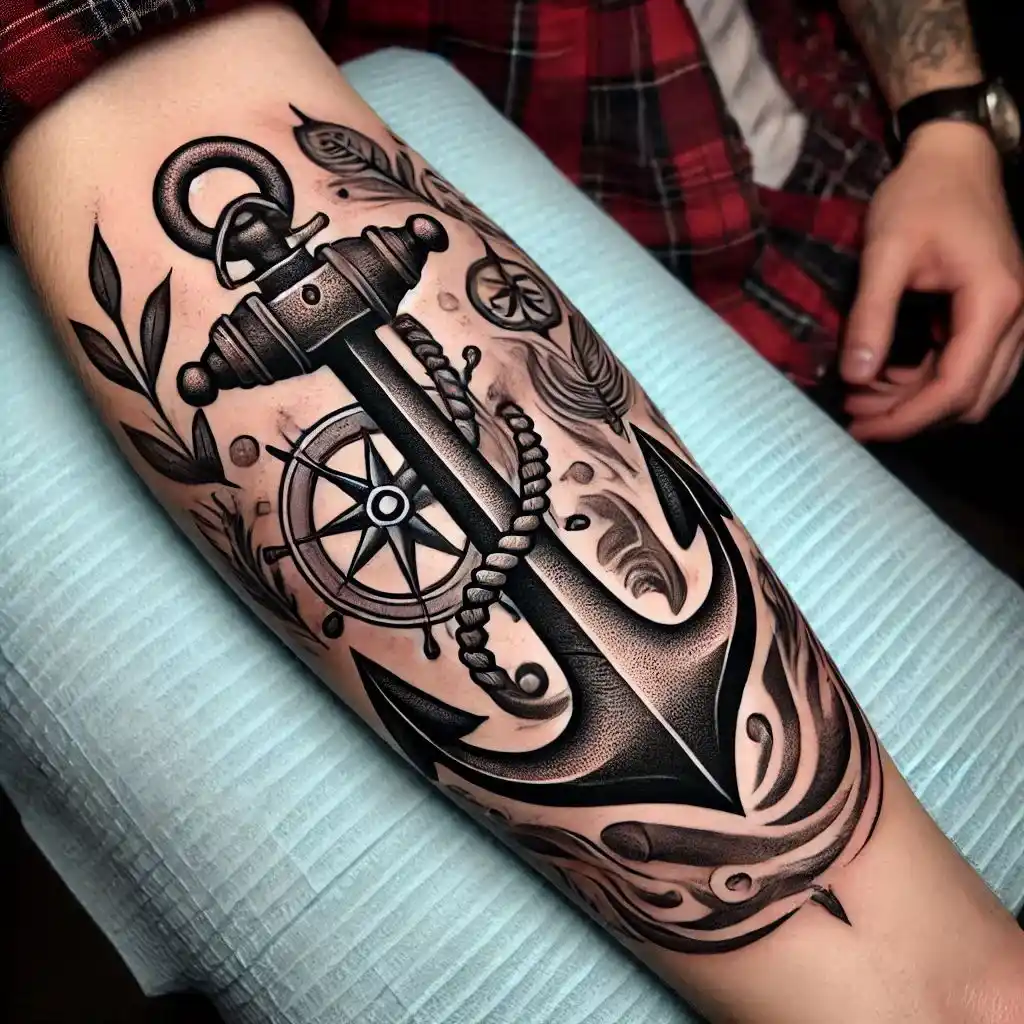 Anchor and Nautical Elements Tattoo