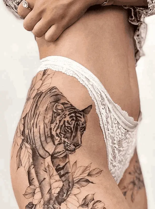 Badass Tiger Hip Tattoo