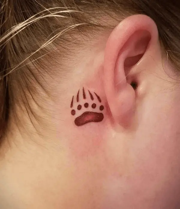 Bear Paw Behind-the-Ear Tattoo