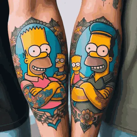 Borrowing The Legend: Vibrant Siblings Simpsons Tattoo