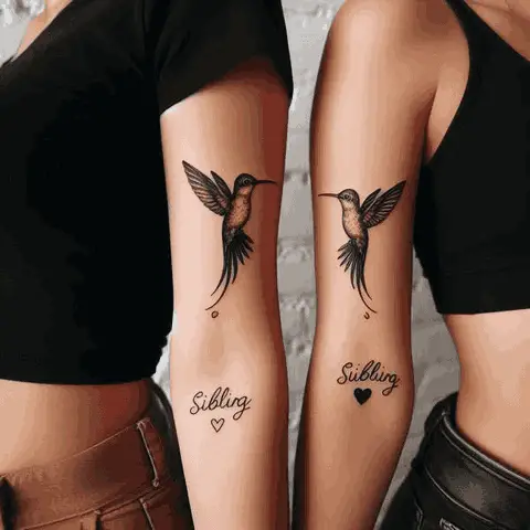 Buzz Of Positivity: Shaded Sibling Hummingbird Tattoo