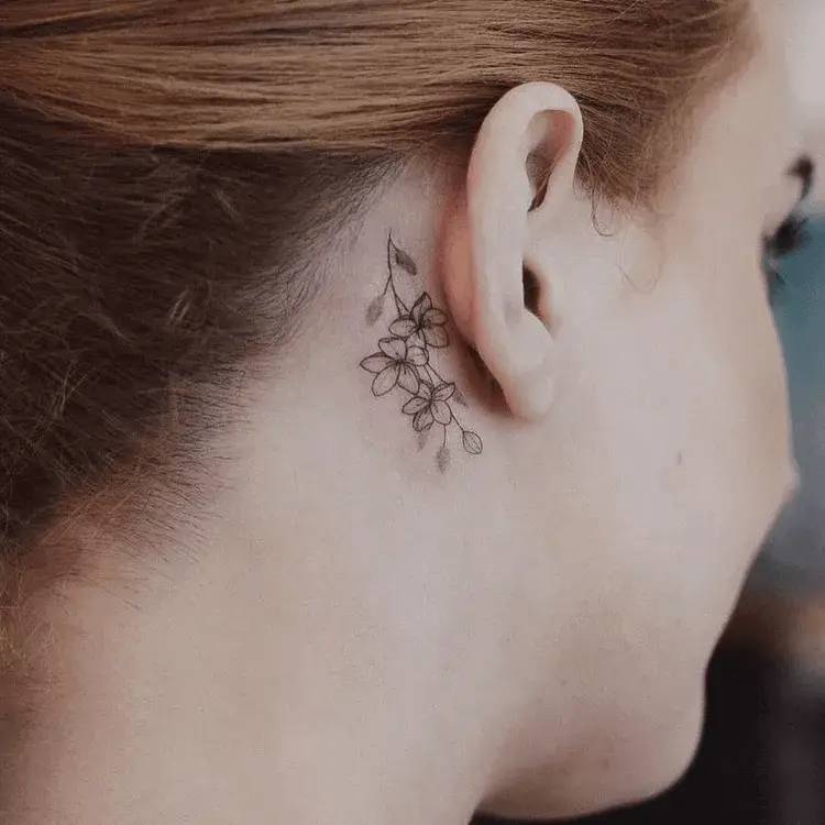 Cherry Blossoms Ear Tattoo