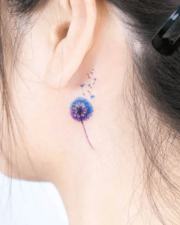 Dandelion Ear Back Tattoo