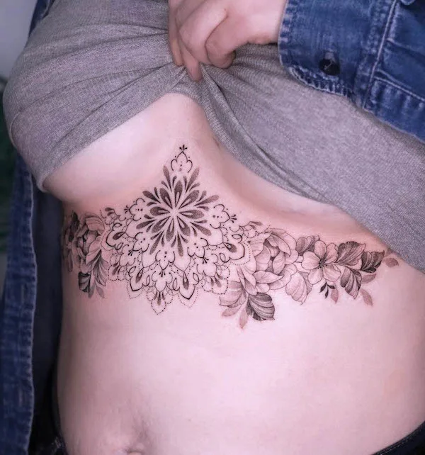 Floral Mandala with Realism Flowers