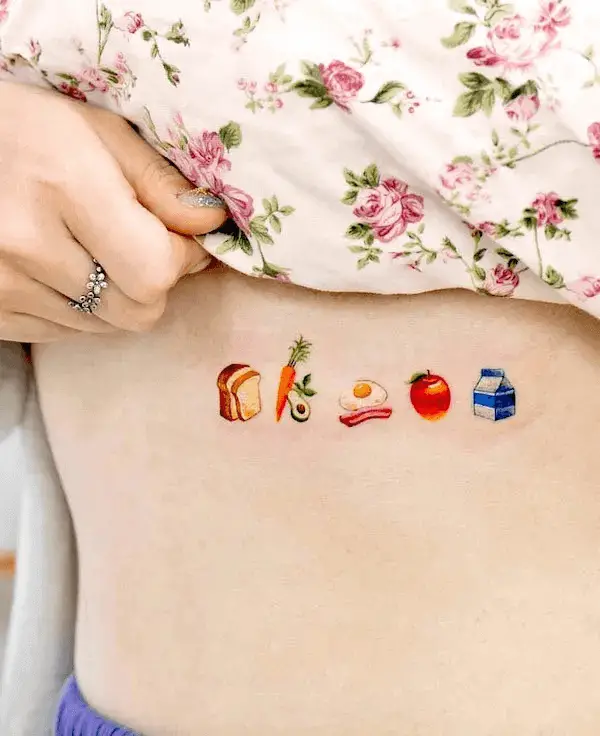 Foodie-Themed Rib Tattoo