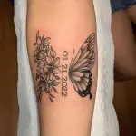 Half Butterfly Half Flower Tattoo