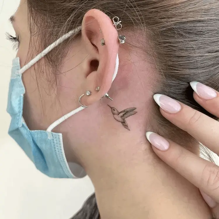 Hummingbird Ear Tattoo