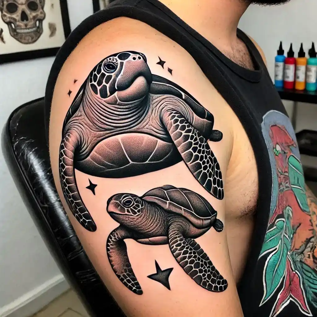 Manatee and Sea Turtle