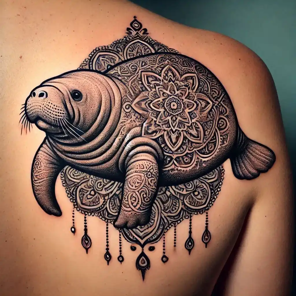 Manatee with Mandala Elements