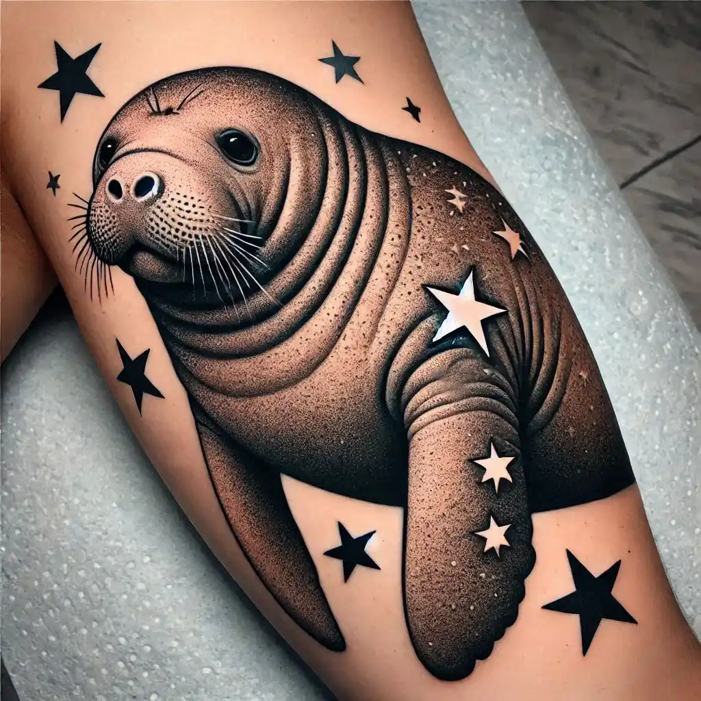 Manatee with Stars 