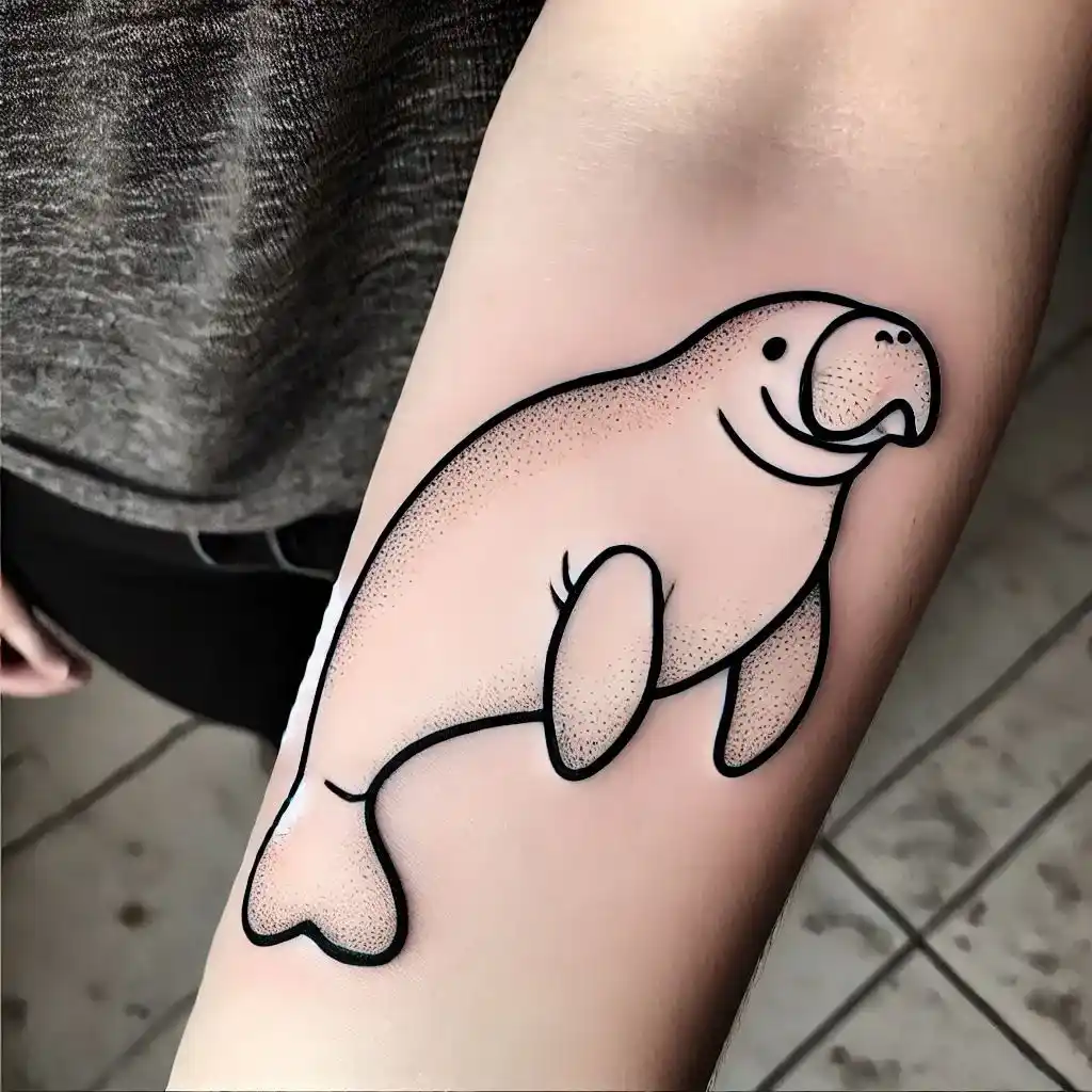 Minimalist Manatee Outline 