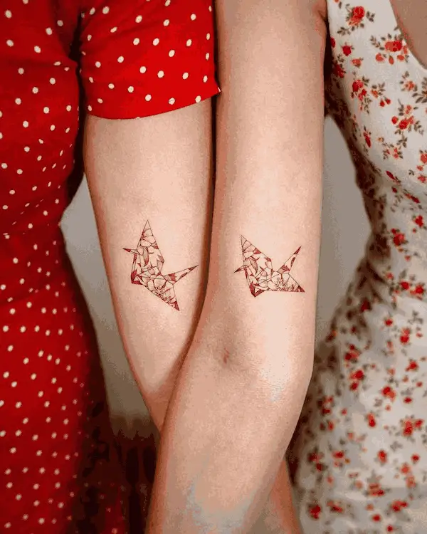 Paper Crane Tattoos for Best Friends