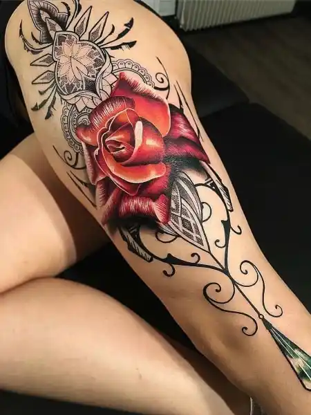 Rose Leg Tattoo