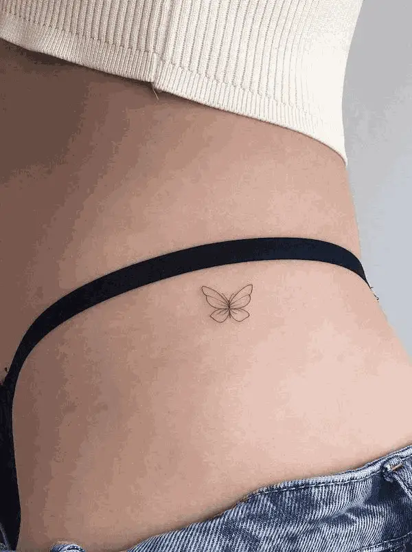 Small Butterfly Hip Tattoo