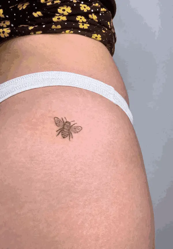 Tiny Bee Hip Tattoo