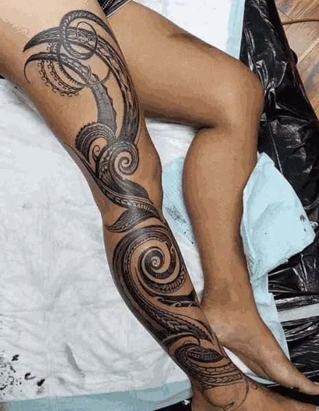 Tribal Leg Tattoo