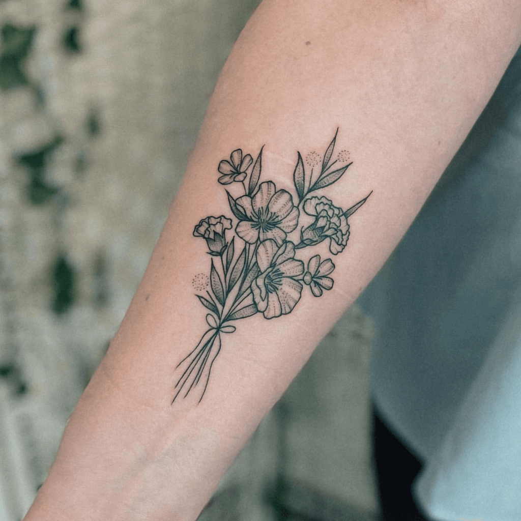 Floral Forearm Tattoo of Carnations