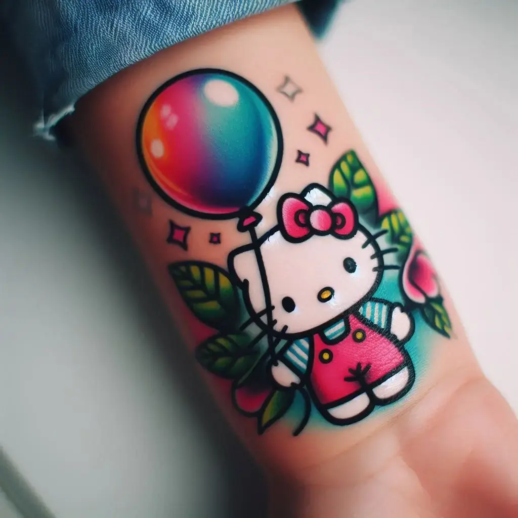 Hello Kitty Holding a Balloon