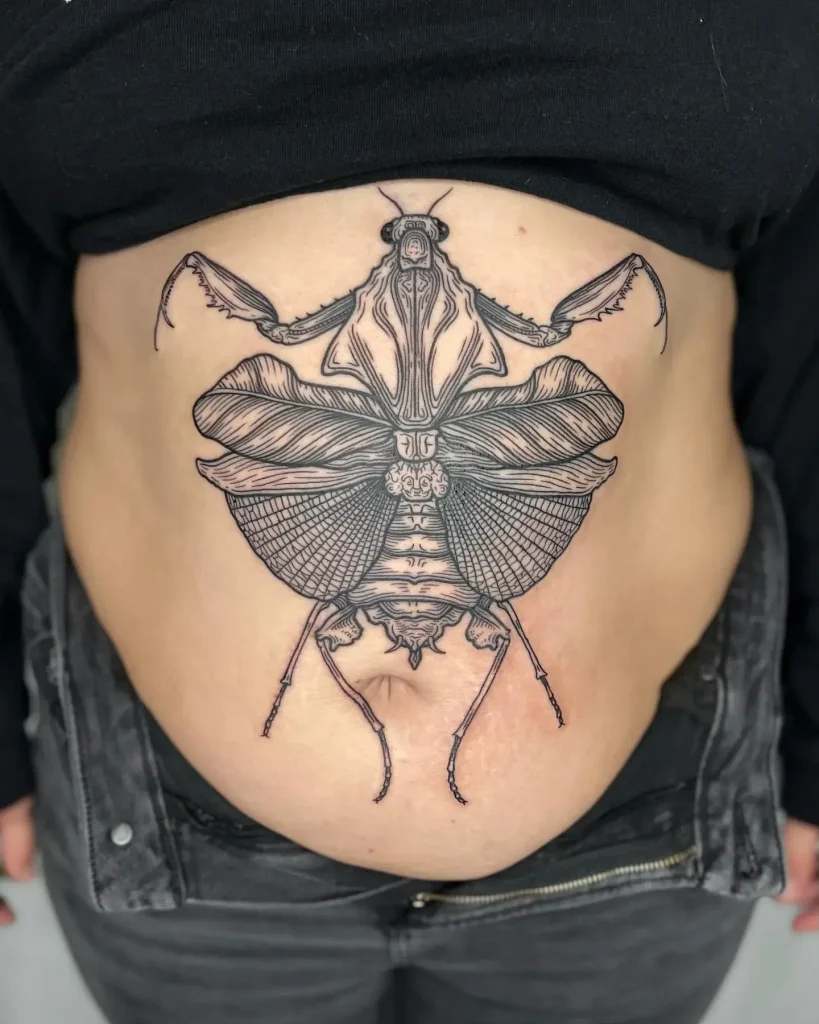 Mantis Stomach Tattoo