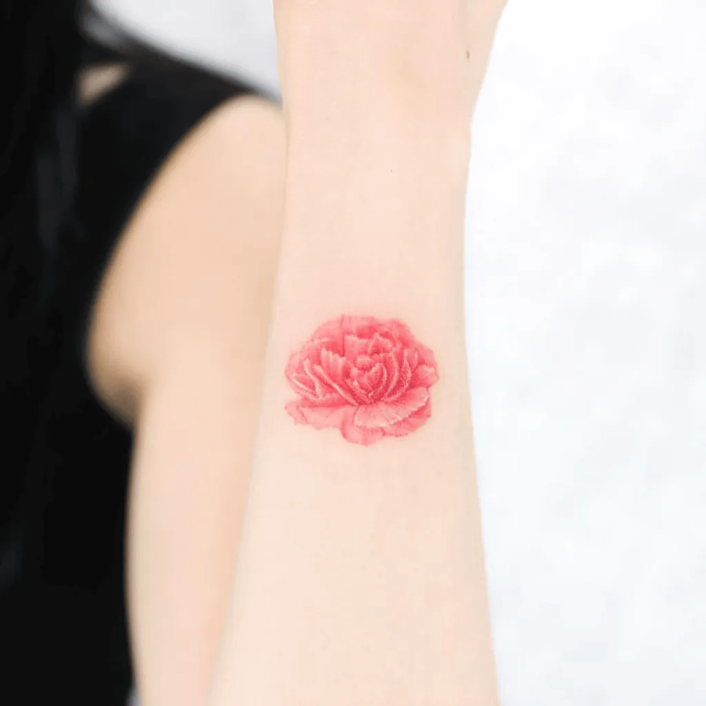 Minimal Tattoo of Carnation on Forearm