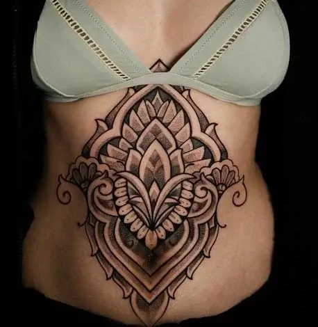 Moth Simple Easy Tattoo Design Female Upper Stomach