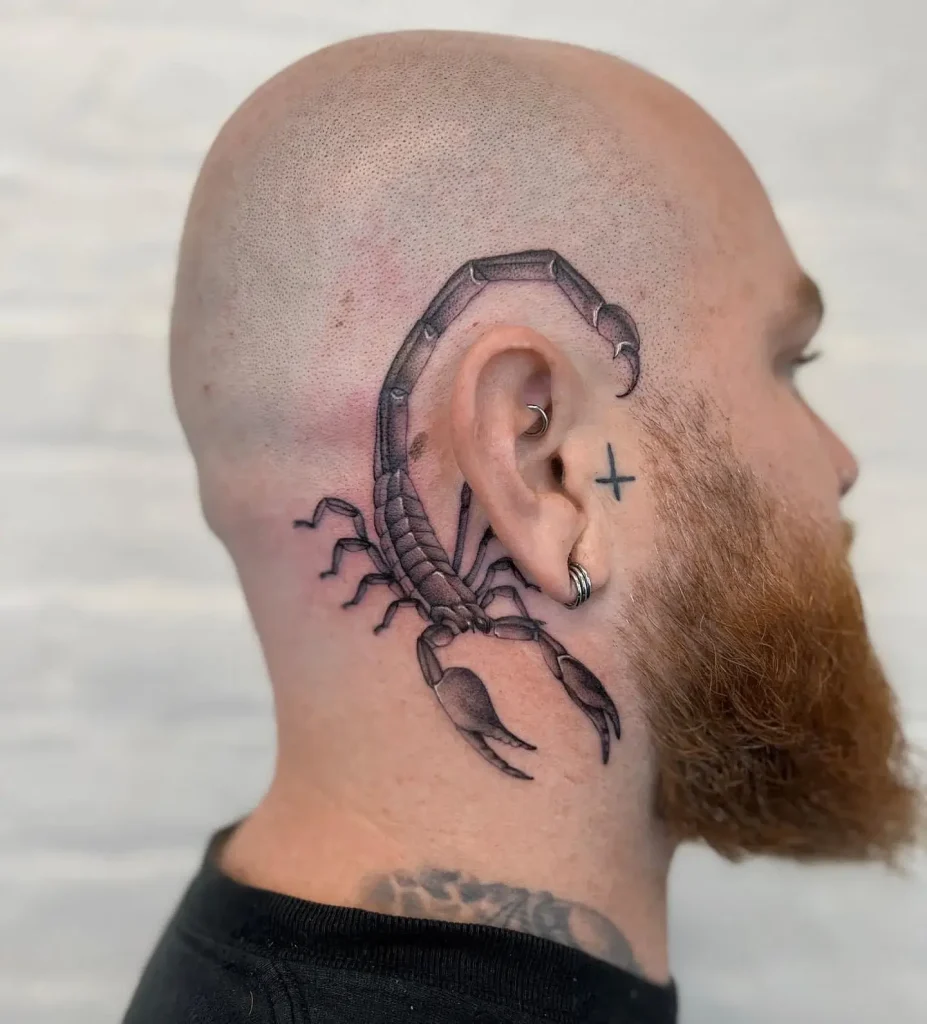 Striking Black and Gray Scorpion Tattoo