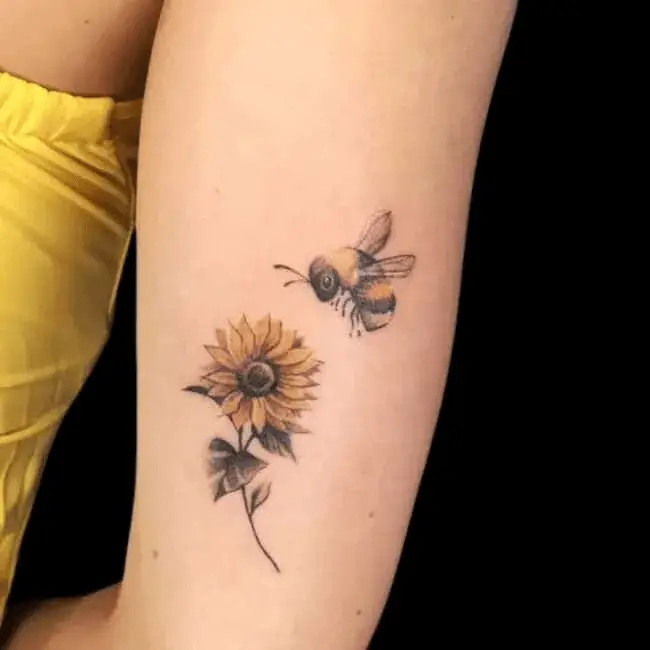 Sunflower & Bee Tattoo