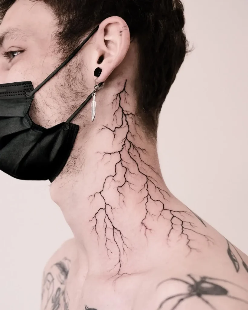 The Best Behind-the-Ear Tattoos for Men – Striking Blackwork Lightning Bolts