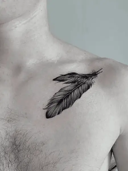 Collarbone Feather Tattoo