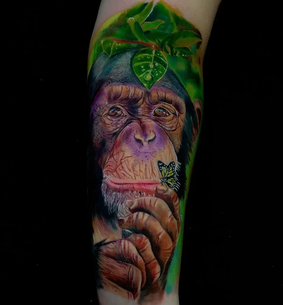 Feminine Chimpanzee Color Realism Tattoo