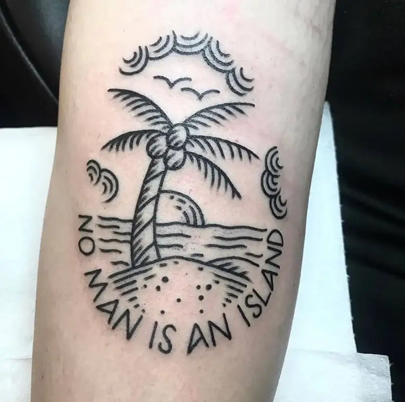“No Man Is An Island” Palm Tree Tattoo