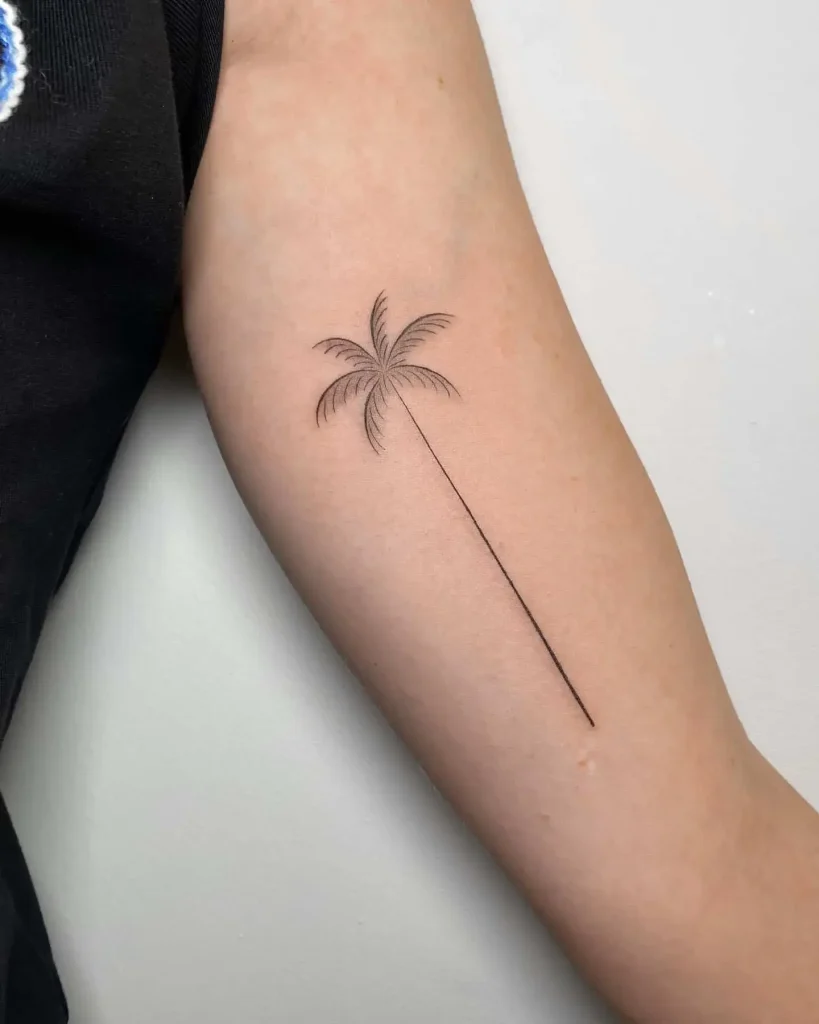 Simple Palm Tree Tattoo on Inner Biceps
