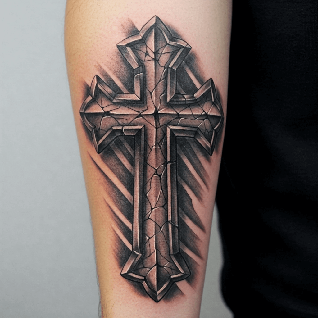 3D Cross Tattoo