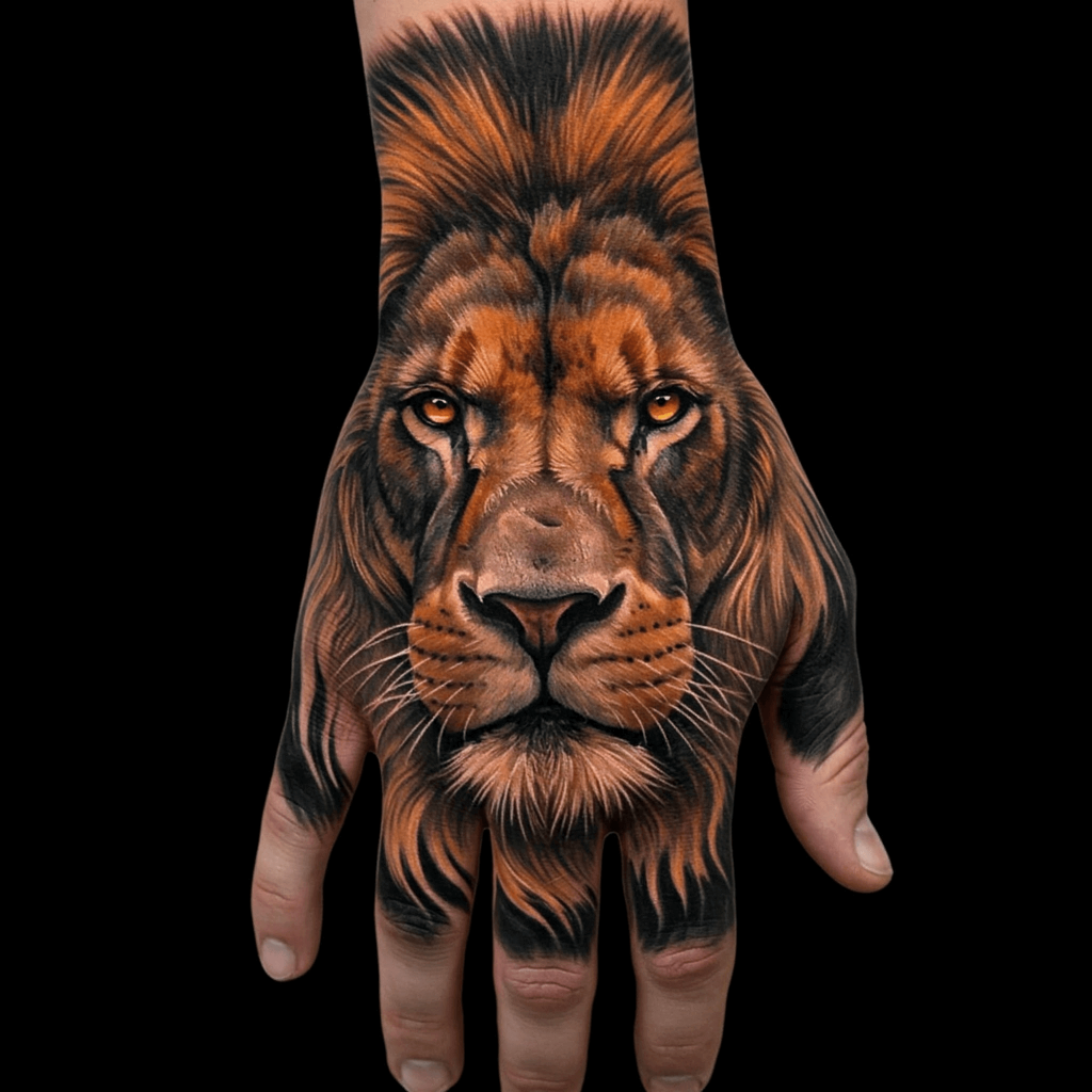 Animal Portrait Full Hand Tattoo
