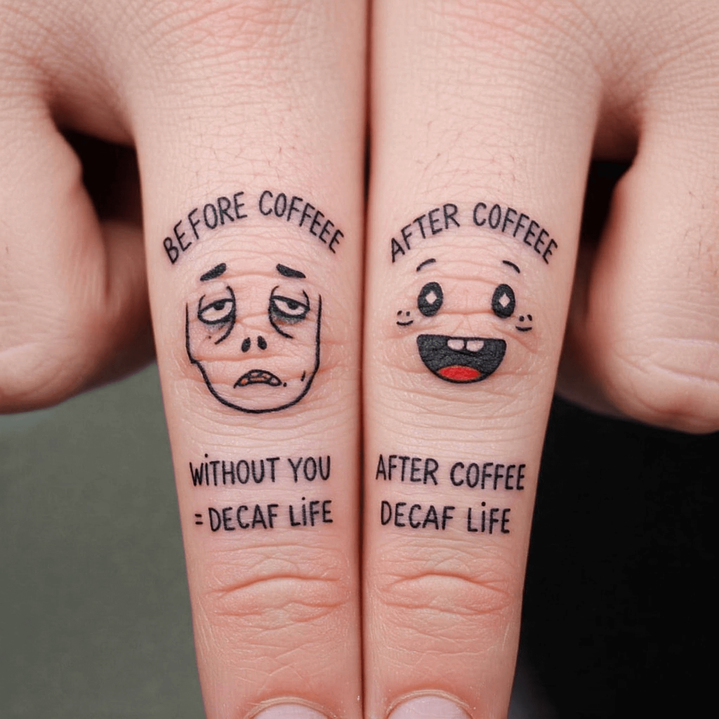 “Before Coffee” & “After Coffee” Faces