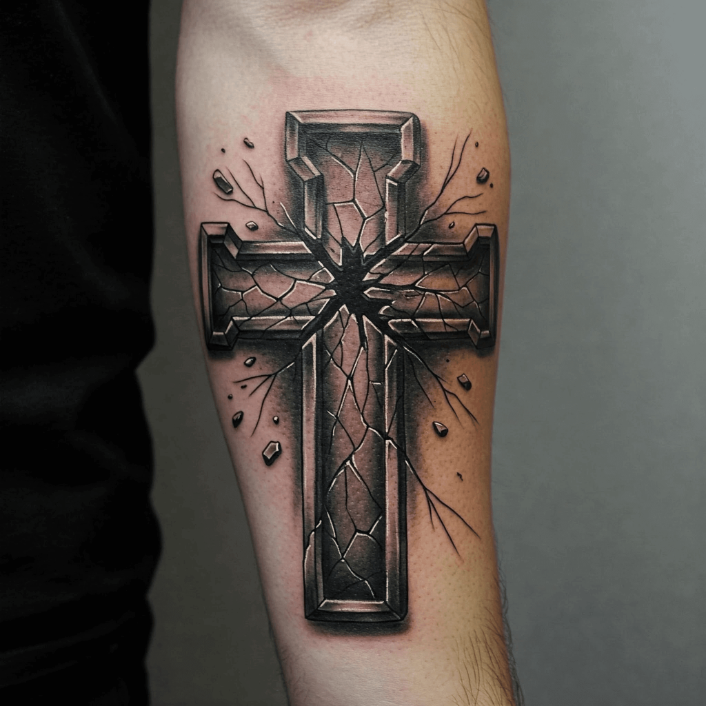 Broken Cross Tattoo