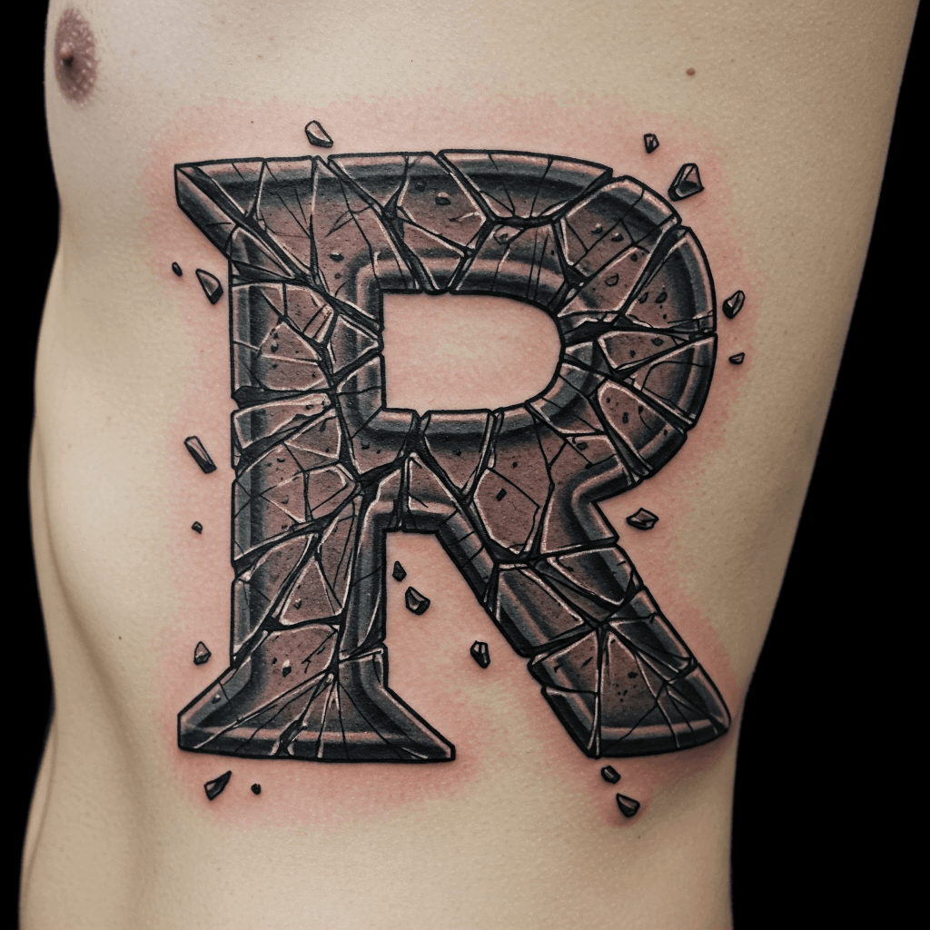 Broken R Tattoo