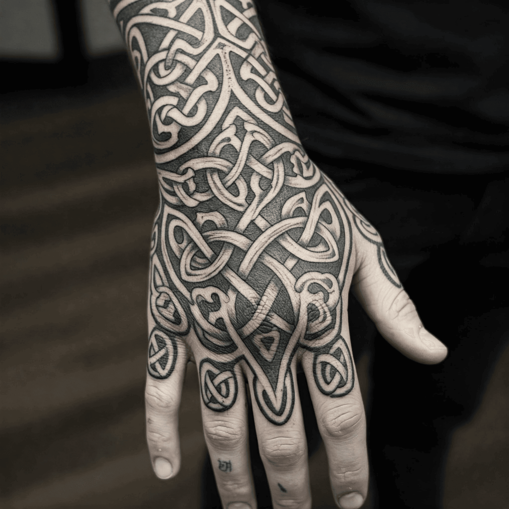 Celtic Knot Full Hand Tattoo