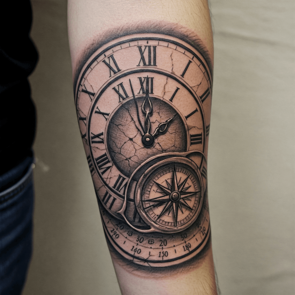 Clock-Inspired Roman Numerals on Forearm