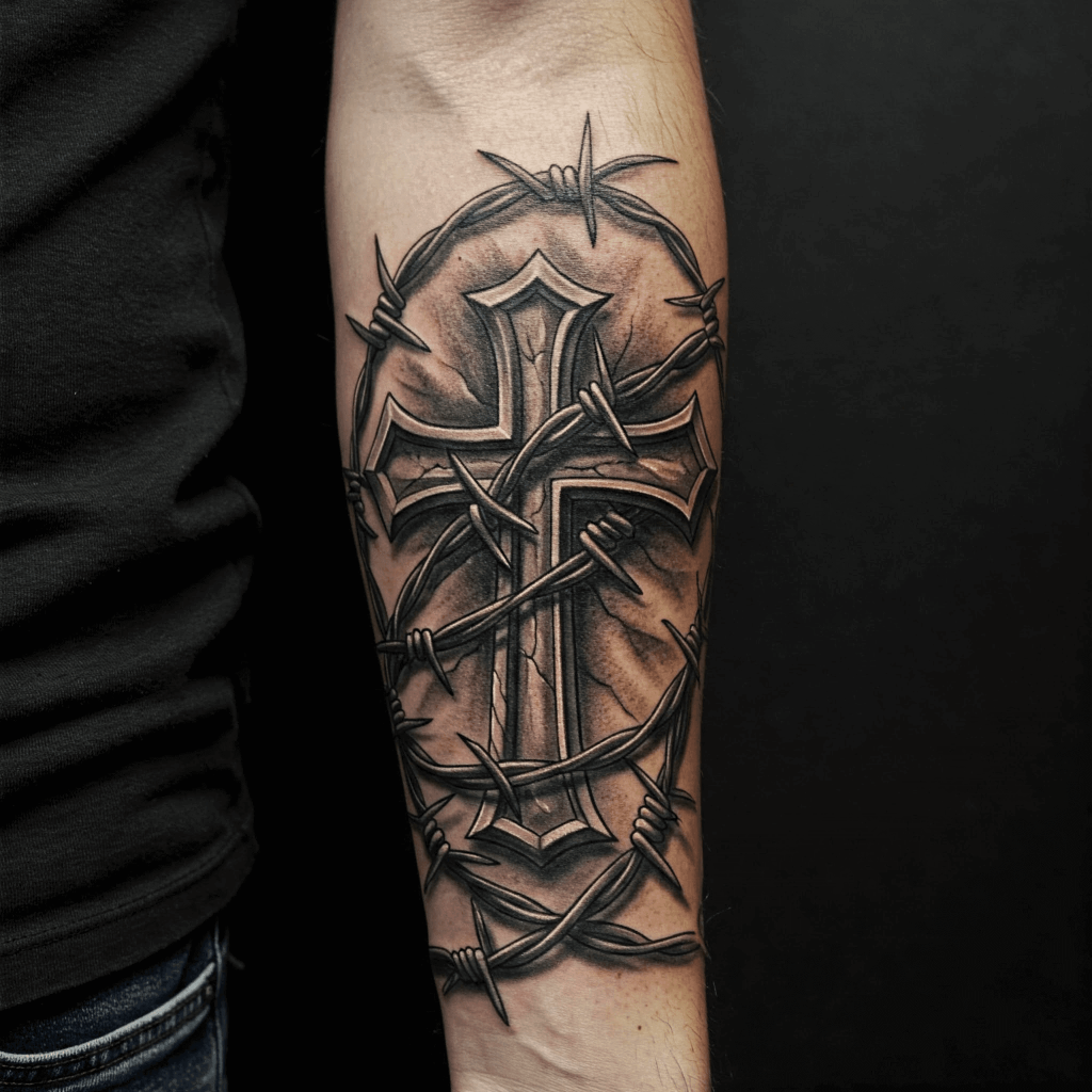 Cross with Barbed Wire