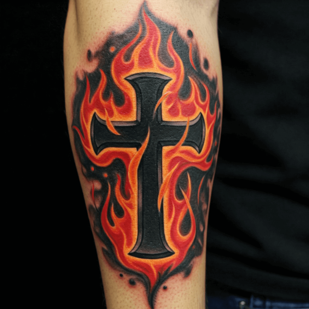 Cross with Flames