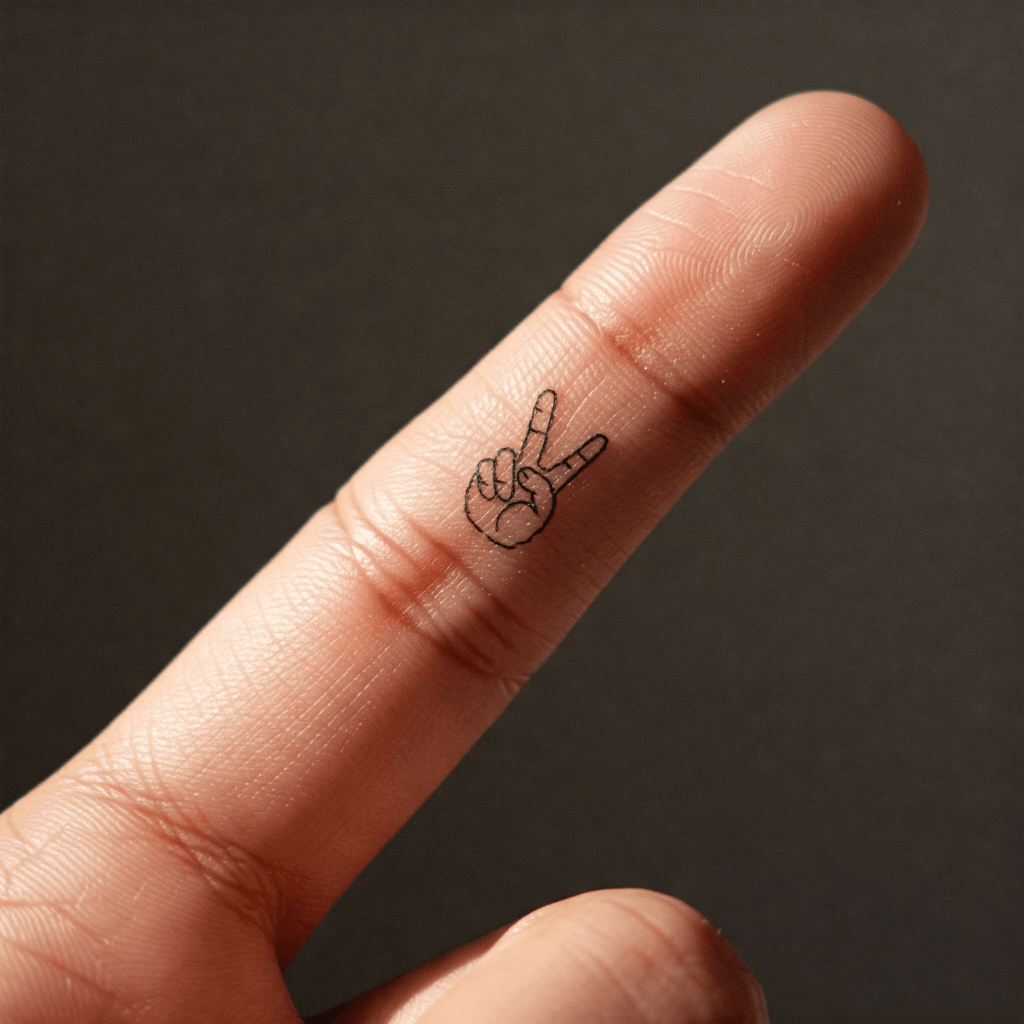 Finger Peace Sign Tattoo