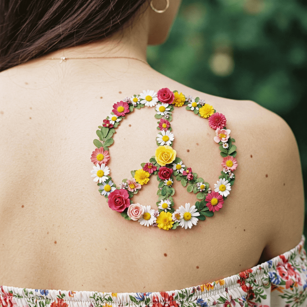 Floral Peace Sign on the Shoulder