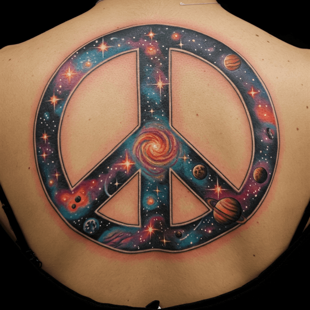 Galaxy Peace Sign on the Back