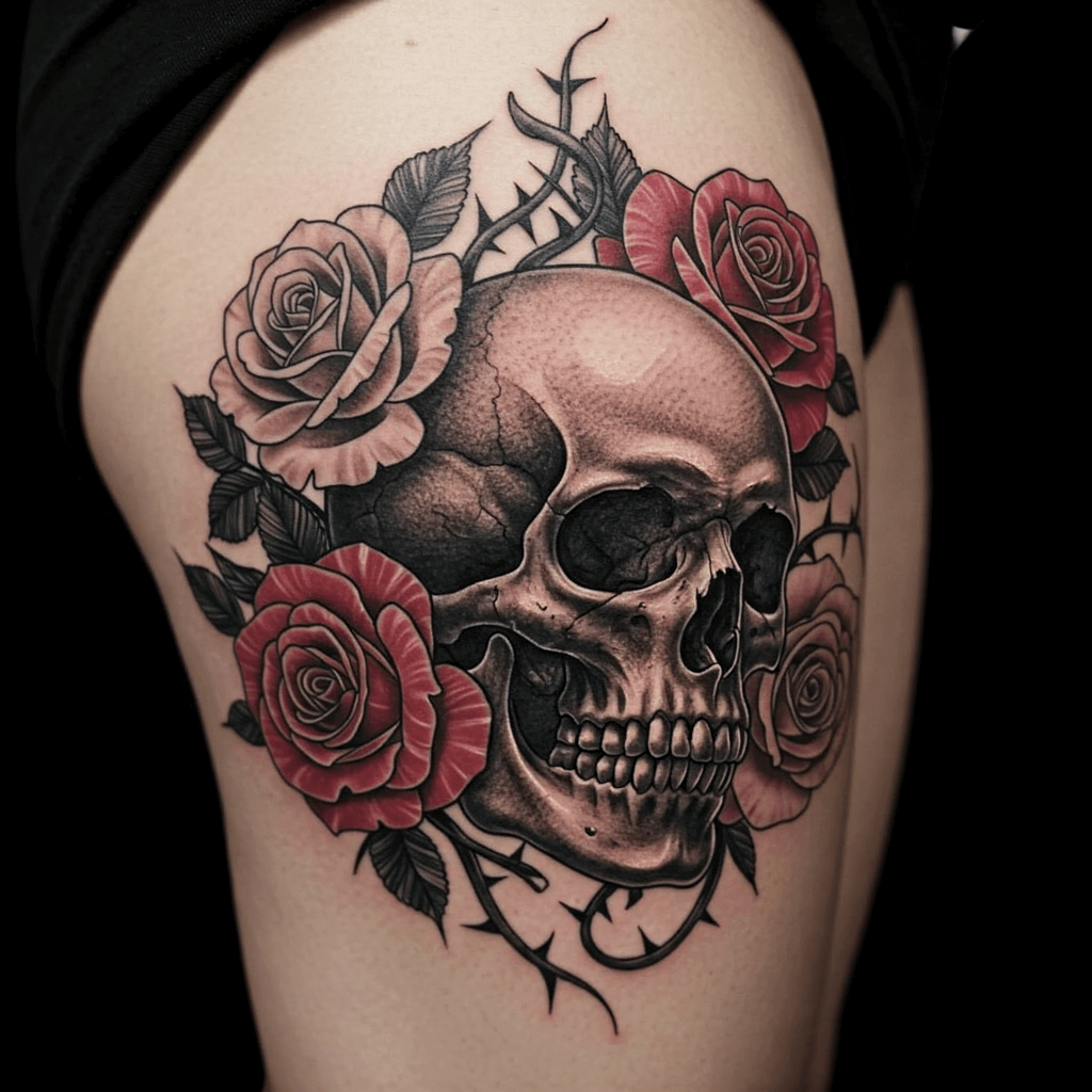 Gothic Skull and Roses Band