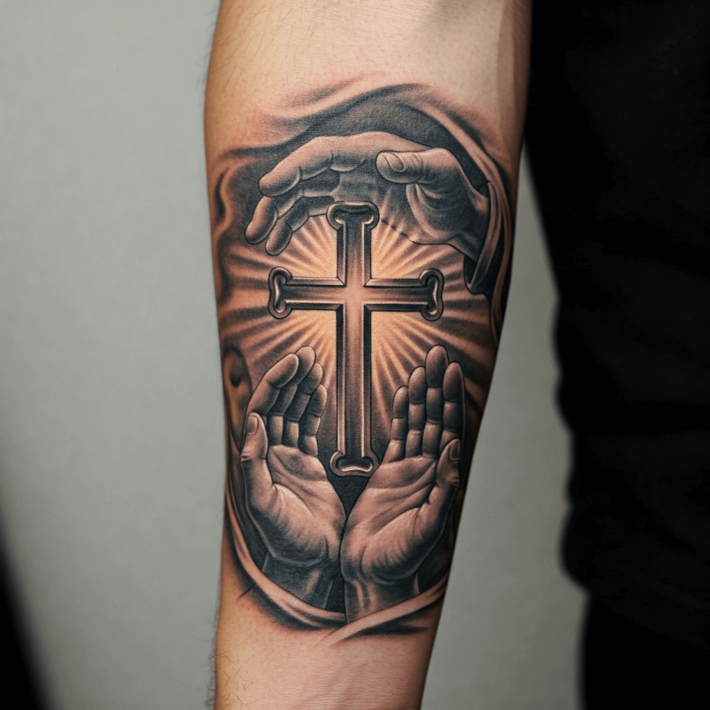 Hands Holding a Cross