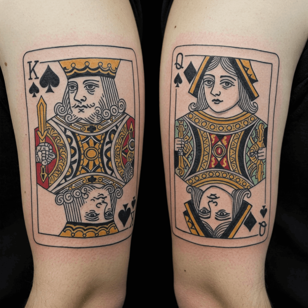 King and Queen Card Symbols with Face Portraits