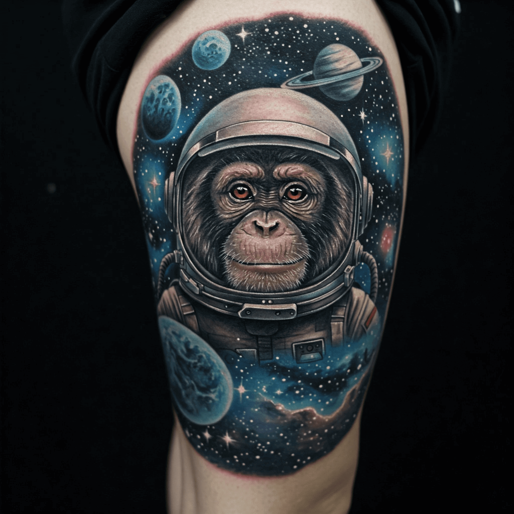 Monkey Astronaut Tattoo
